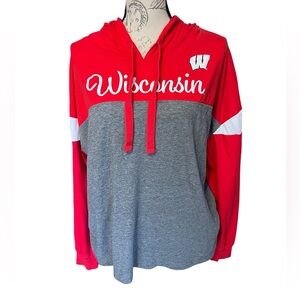 Wisconsin Red & Gray Hooded long sleeve T-shirt